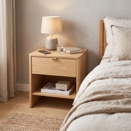 Stolik nocny loftowy z szufladą na ramie stalowej Loft Frame 40 cm