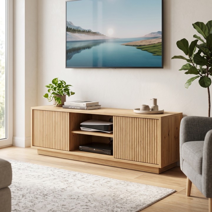 Szafka RTV z litego drewna dębowego z sękami Oak Master 180 cm